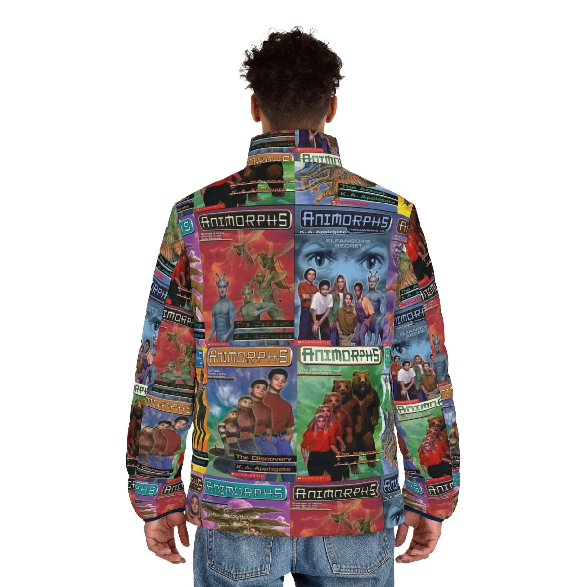 90s Animorphs Book Covers Puffer Jacket | Retro Sci-Fi Book Fan Apparel