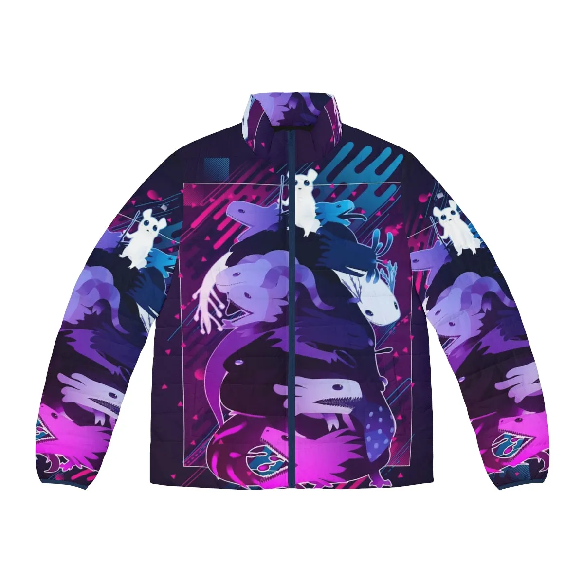 90s Inspired Rain World Graphic Design Puffer Jacket