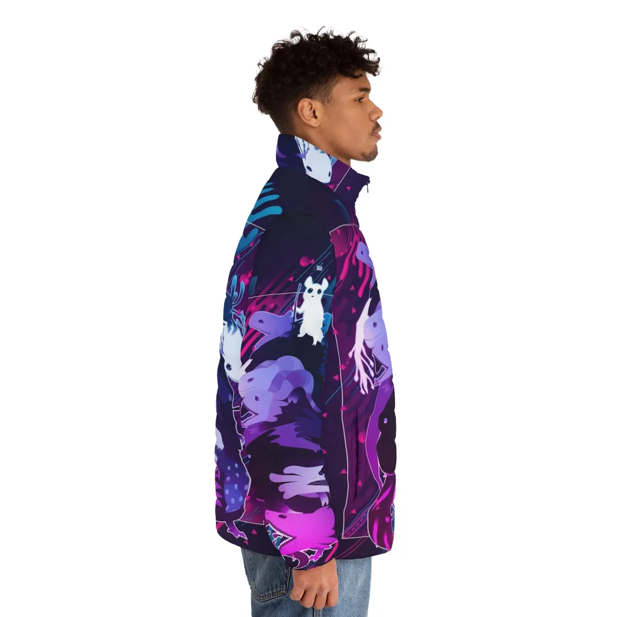 90s Inspired Rain World Graphic Design Puffer Jacket