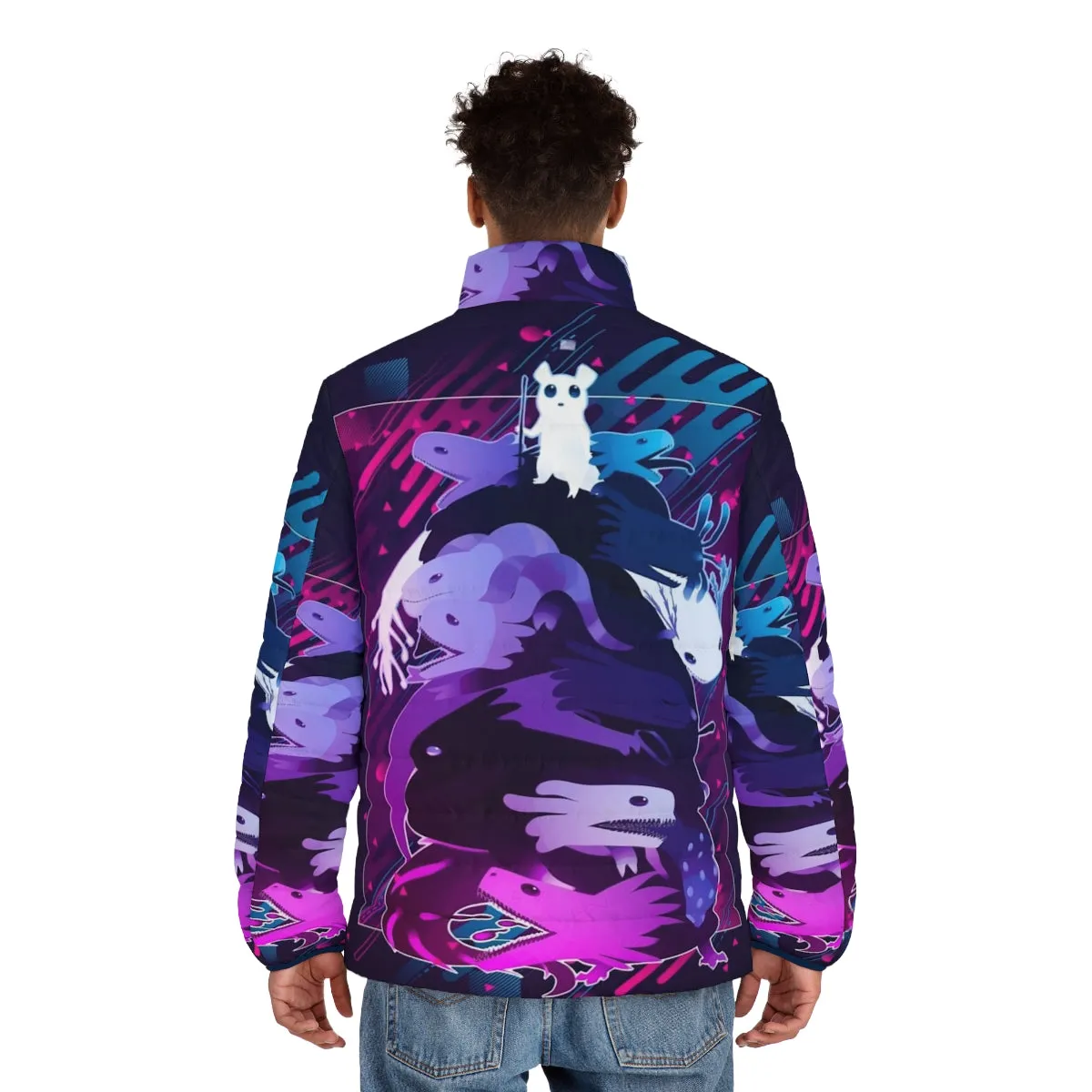 90s Inspired Rain World Graphic Design Puffer Jacket