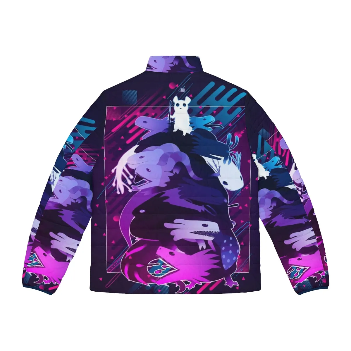 90s Inspired Rain World Graphic Design Puffer Jacket