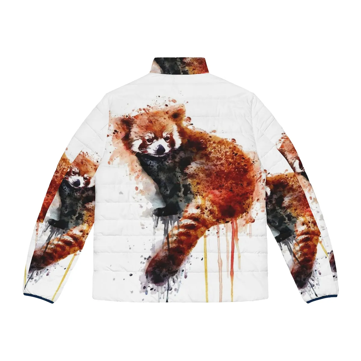 Adorable Red Panda Puffer Jacket - Watercolor Animal Art