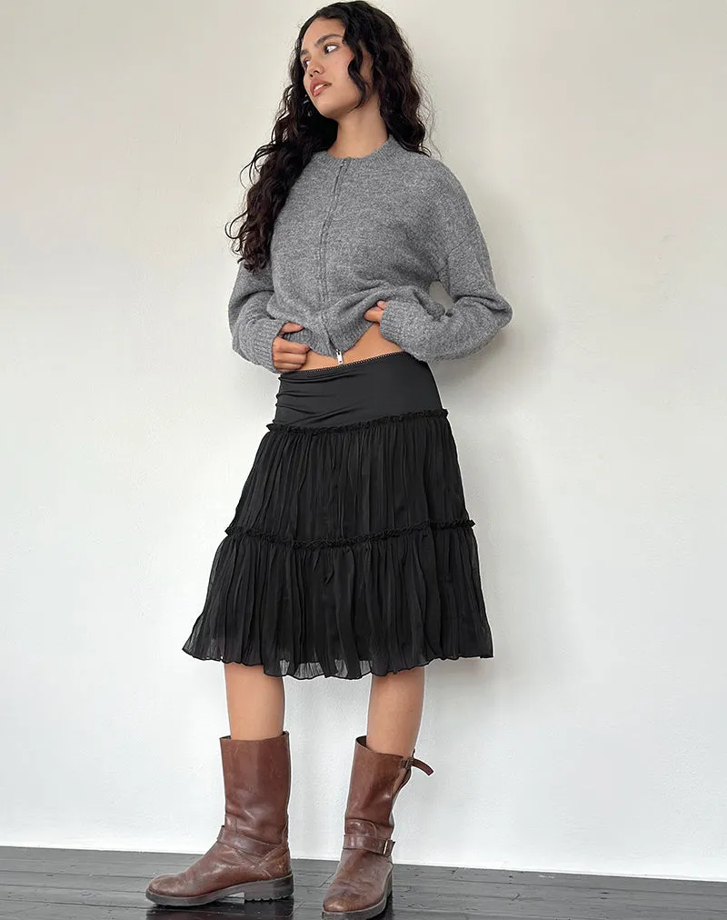 Anahita Tiered Skirt in Chiffon Black