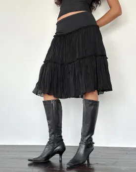 Anahita Tiered Skirt in Chiffon Black