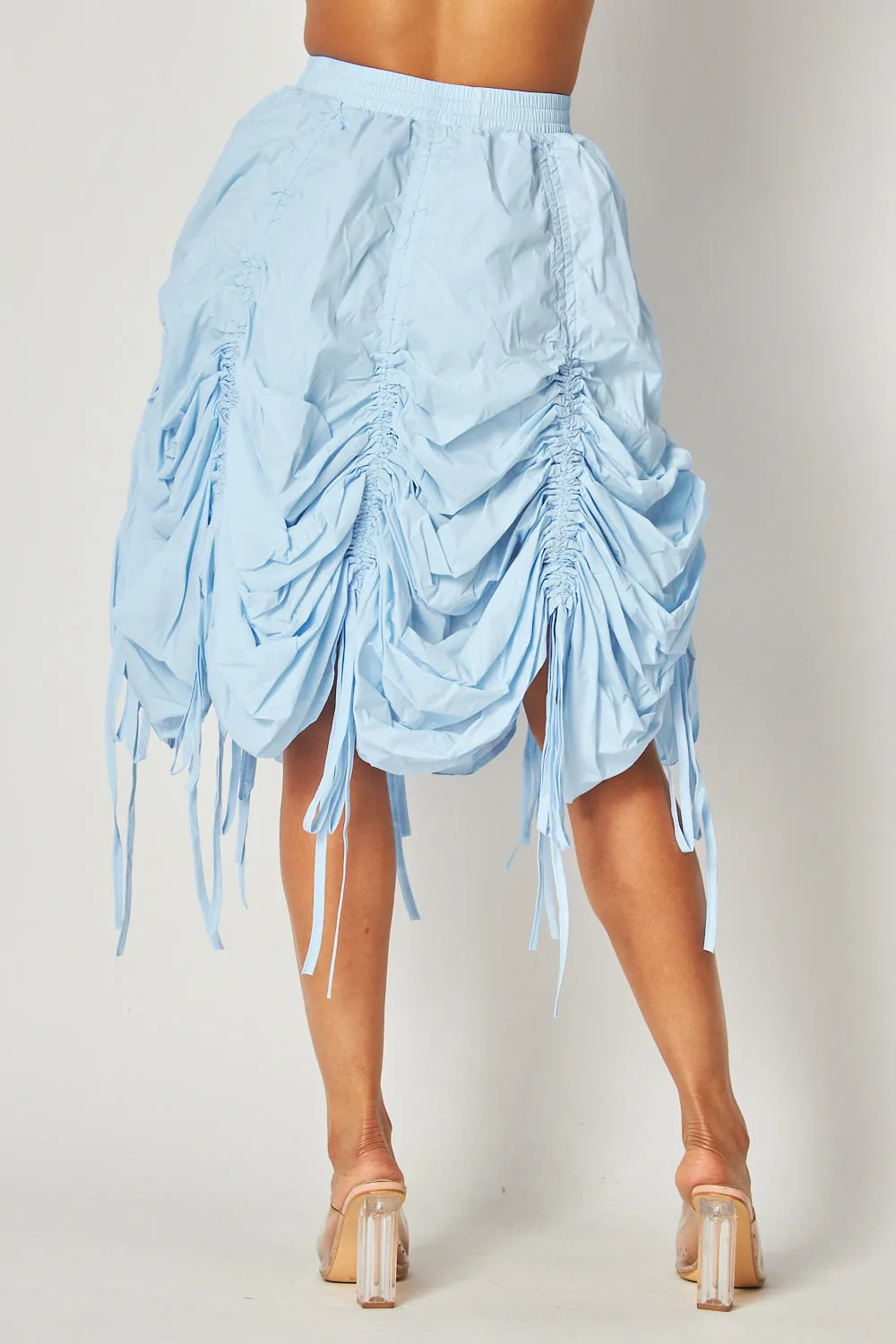 Beautiful Day Ruched Detail Drawstring Midi Skirt