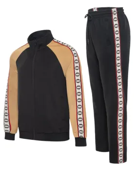 Black Men's Jogging Set Jacket and Pants Fancy Design Style No: MTK07