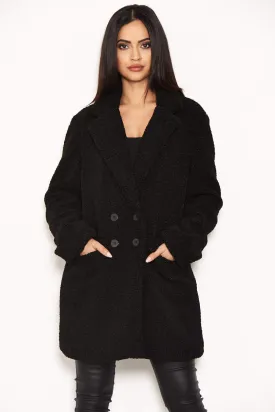 Black Teddy Faux Fur Coat