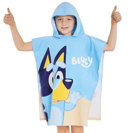 Bluey Towelling Poncho - Hooded Dry Robe for Kids,  Beach Poncho