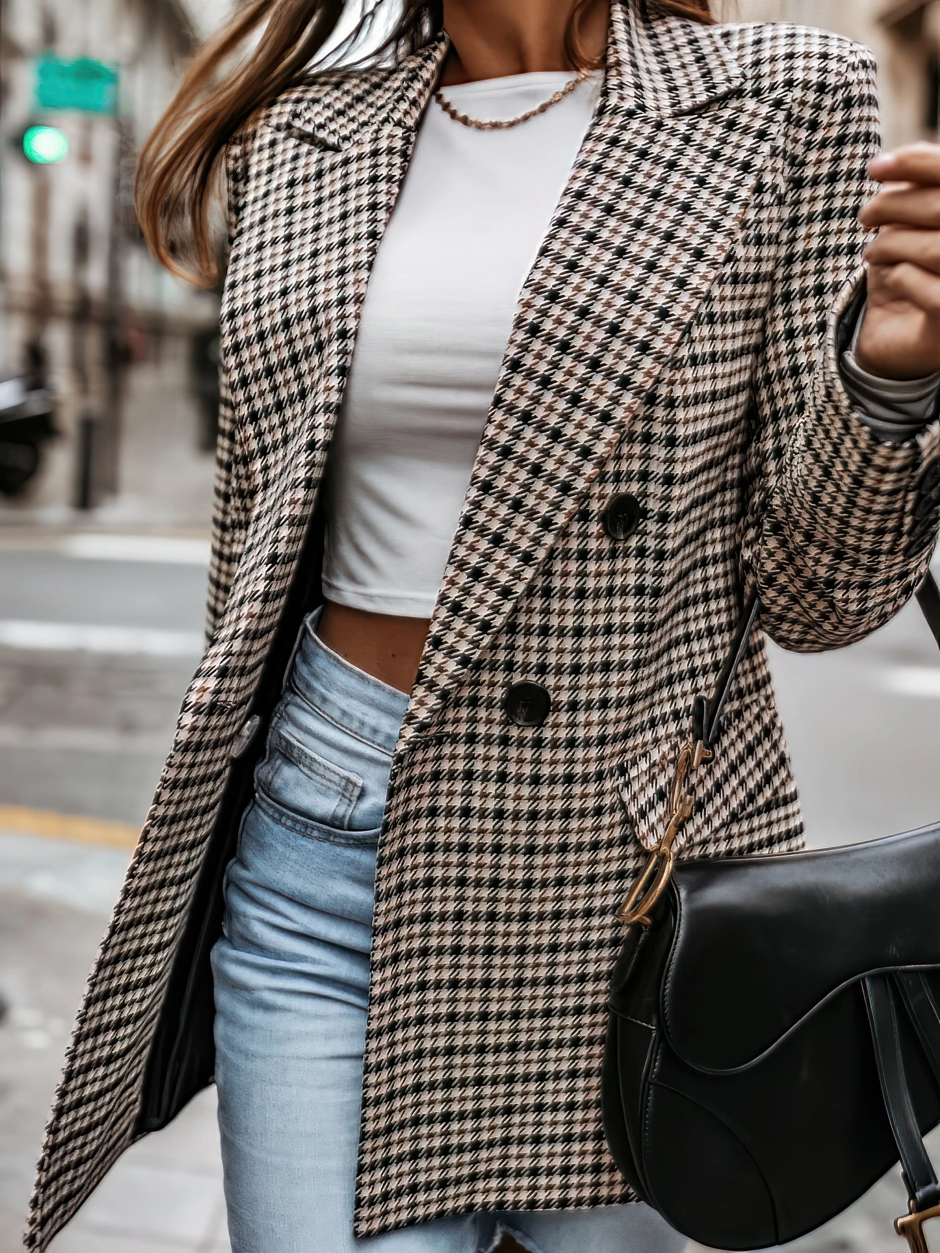 Brown and Black Glen Plaid Blazer