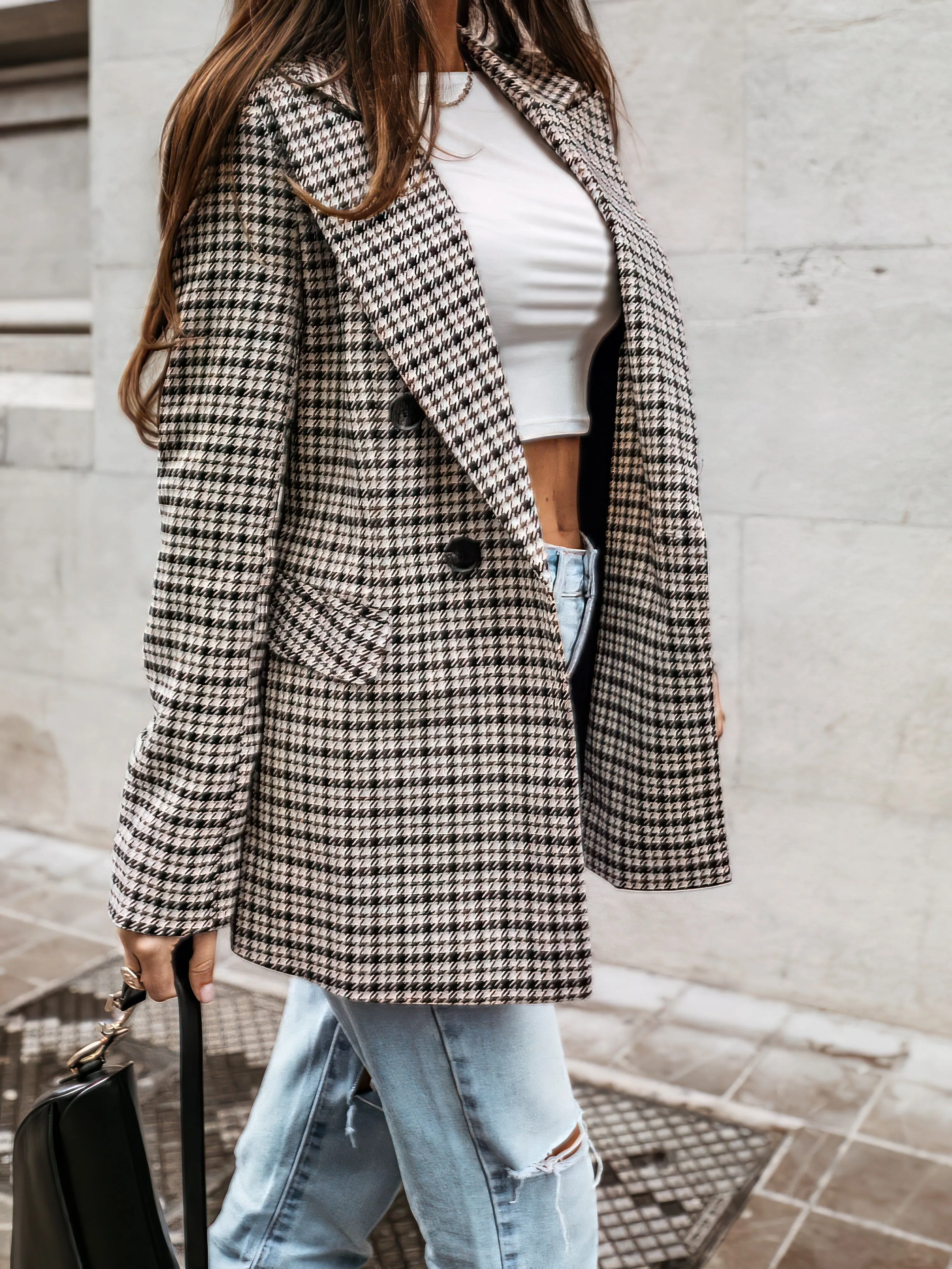 Brown and Black Glen Plaid Blazer