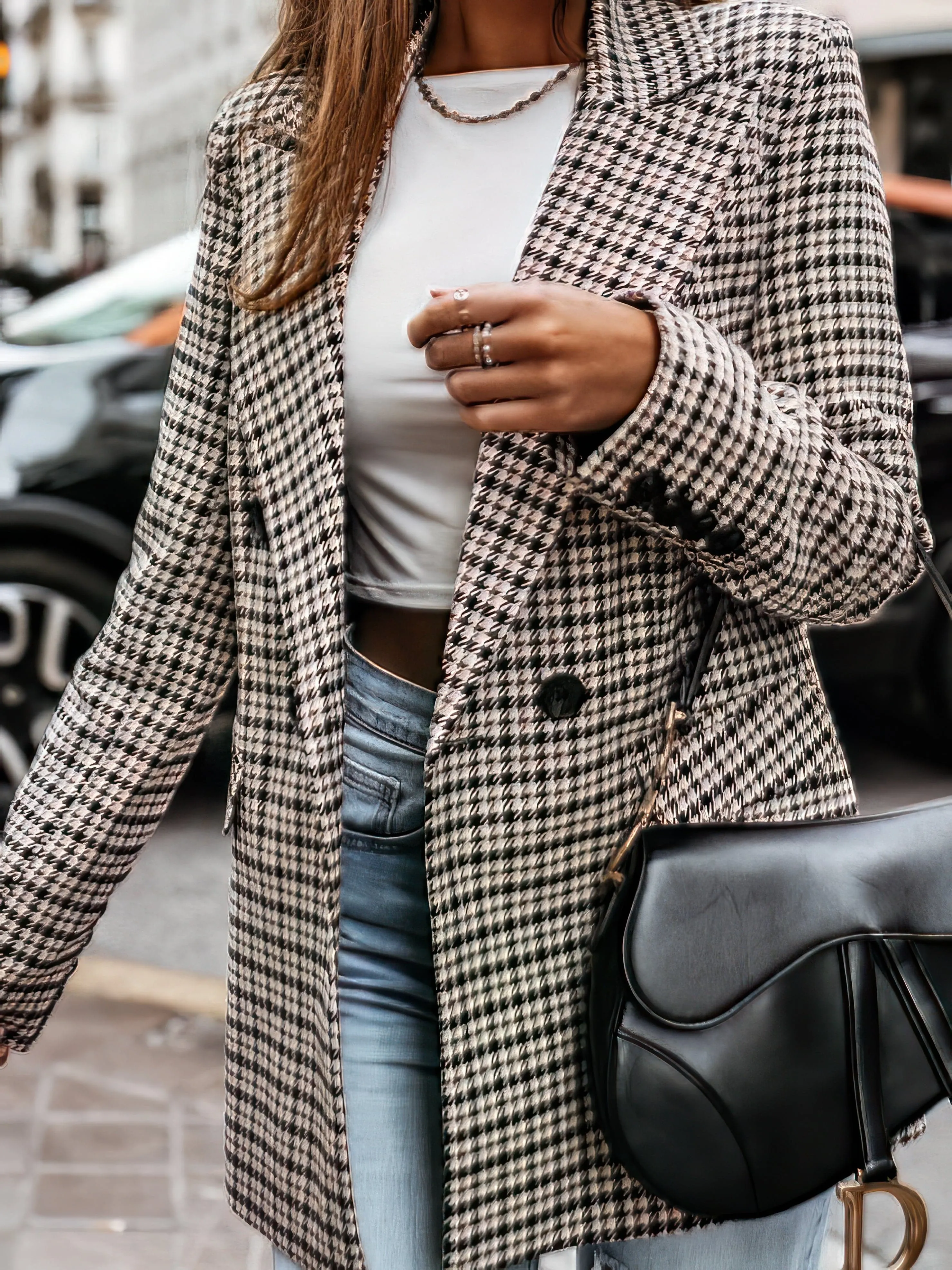 Brown and Black Glen Plaid Blazer