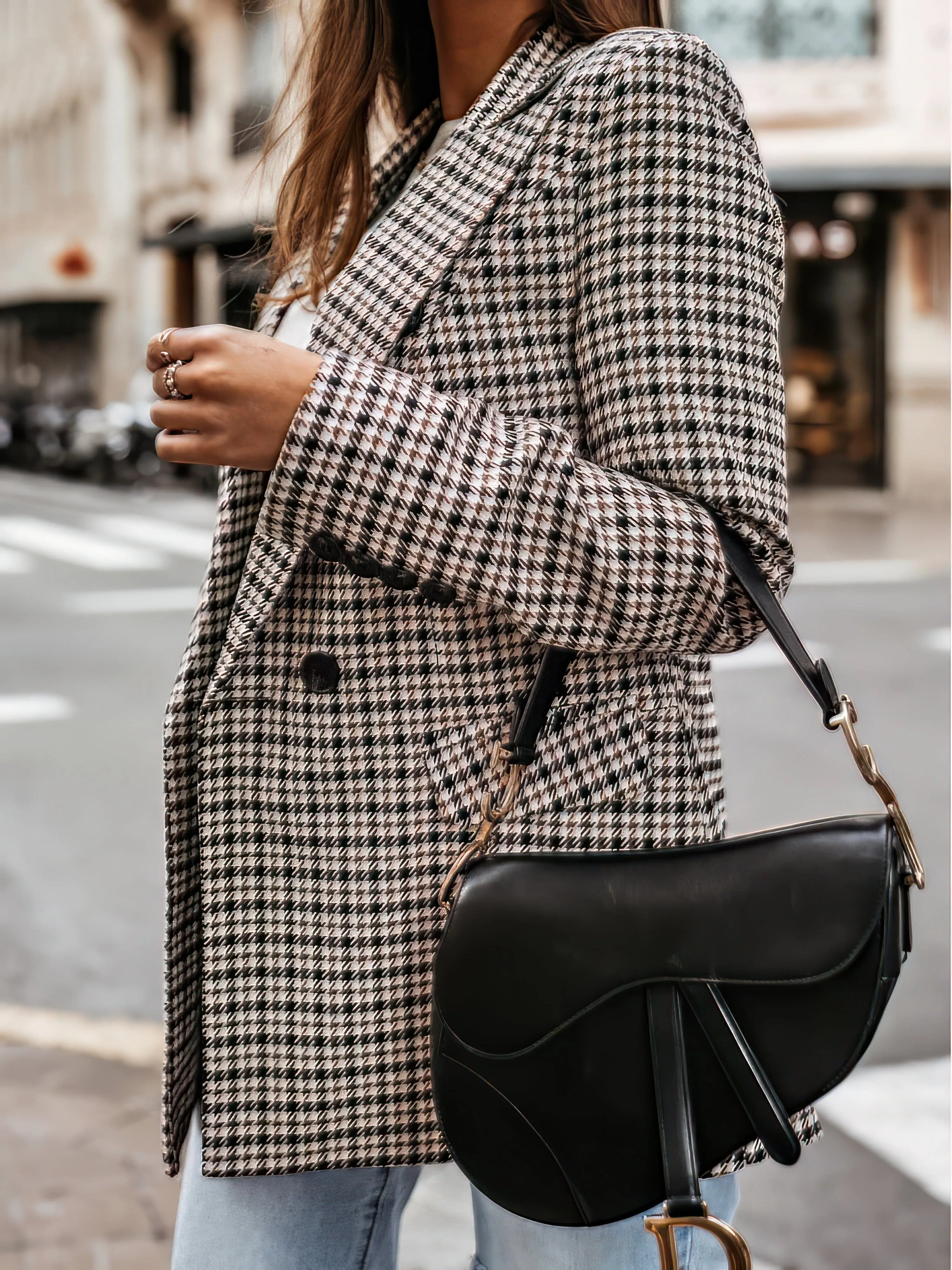 Brown and Black Glen Plaid Blazer