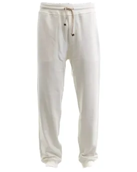 Brunello Cucinelli New Mens 100% White Cotton Joggers