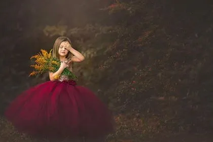 Burgundy Flower Girls Dress, Fall Wedding Flower Girl Dress