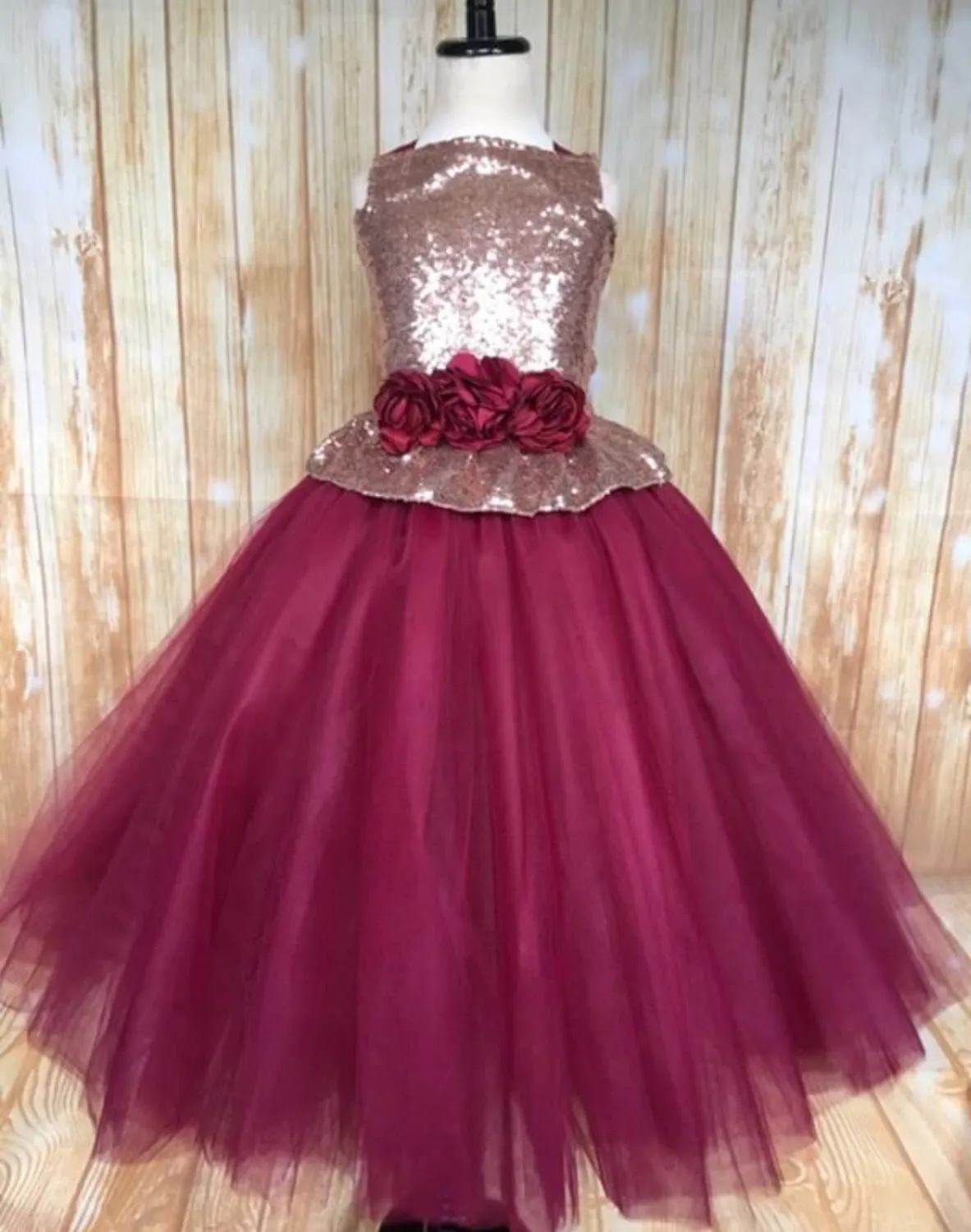 Burgundy Flower Girls Dress, Fall Wedding Flower Girl Dress