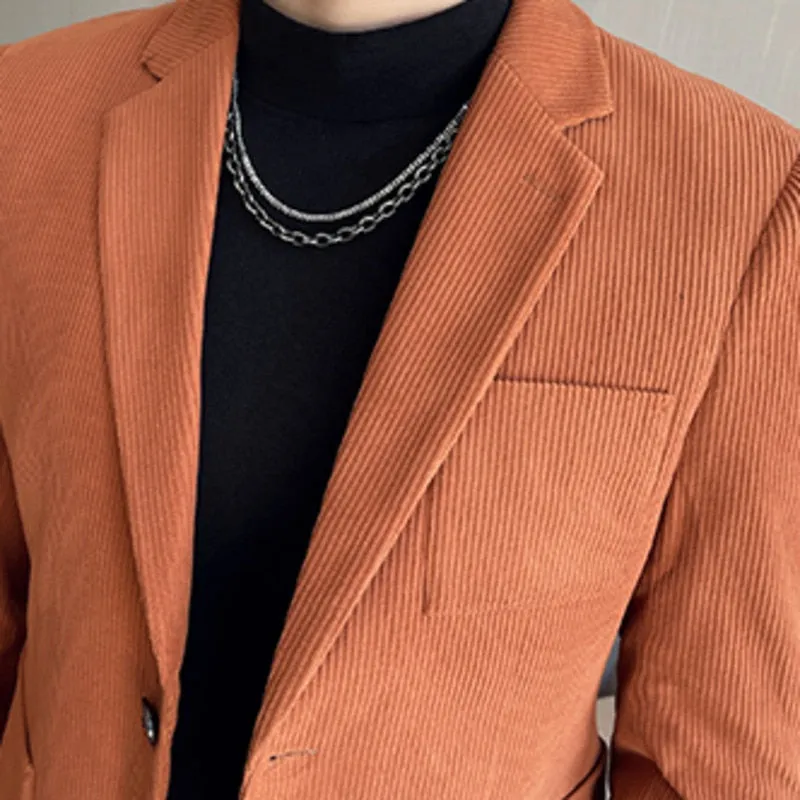 Classic Vertical Striped Notch Lapel Blazer