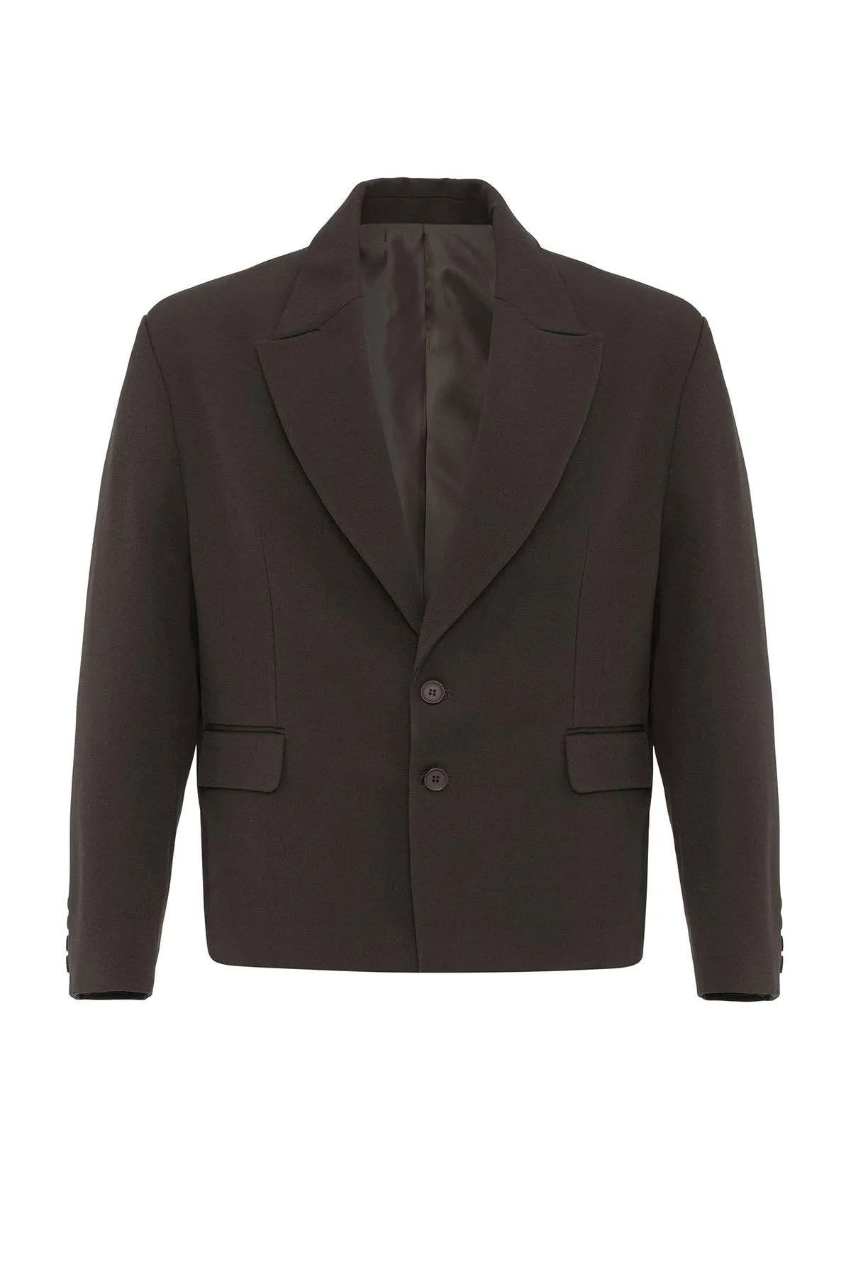 Dark Brown Crop Fit Men's Blazer Jacket - Wessi