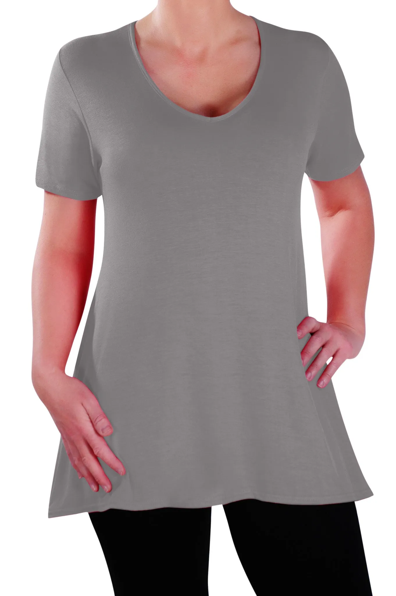 Delphine V Neck Plus Size Short Sleeve Tunic Top