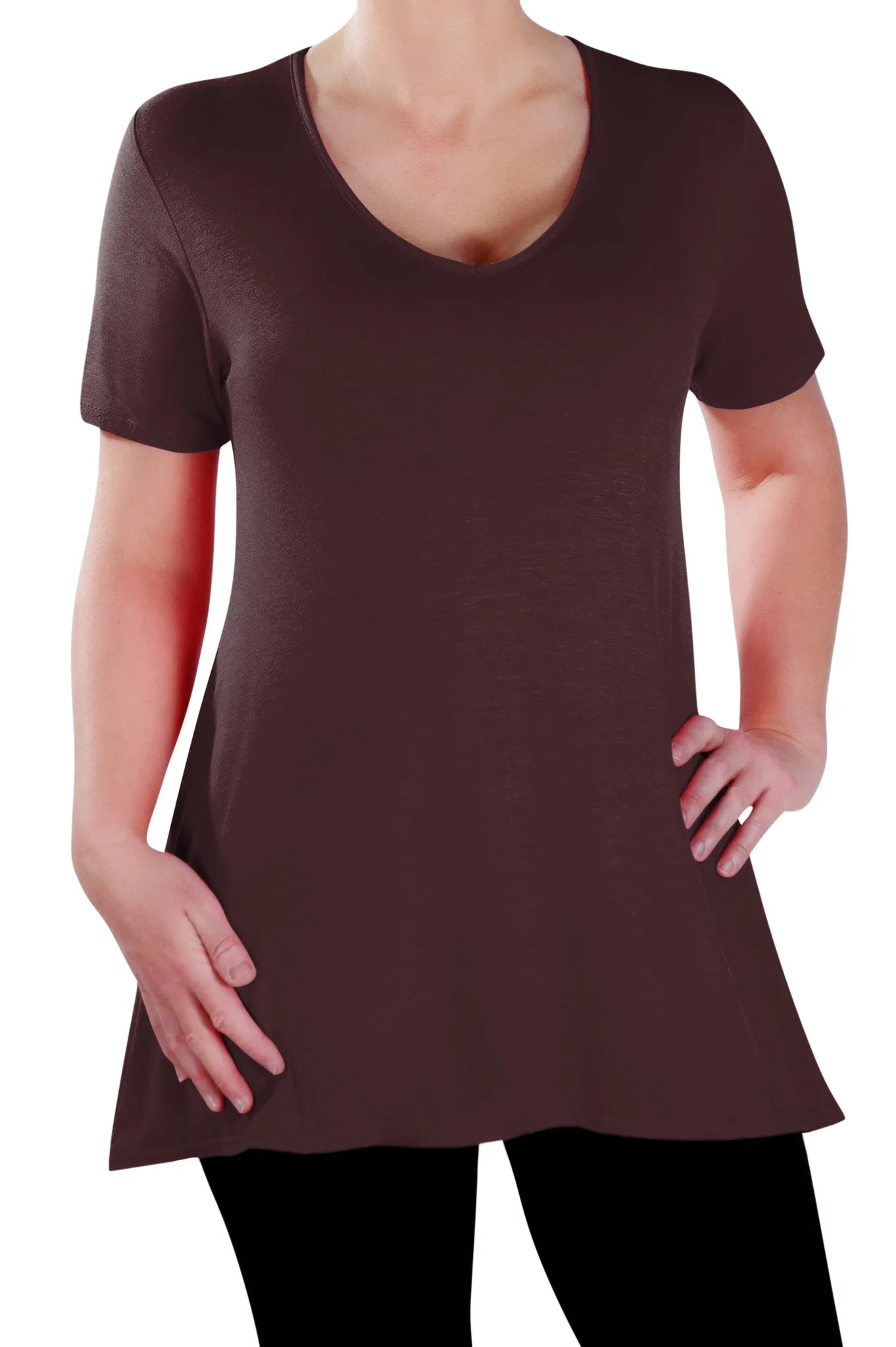 Delphine V Neck Plus Size Short Sleeve Tunic Top