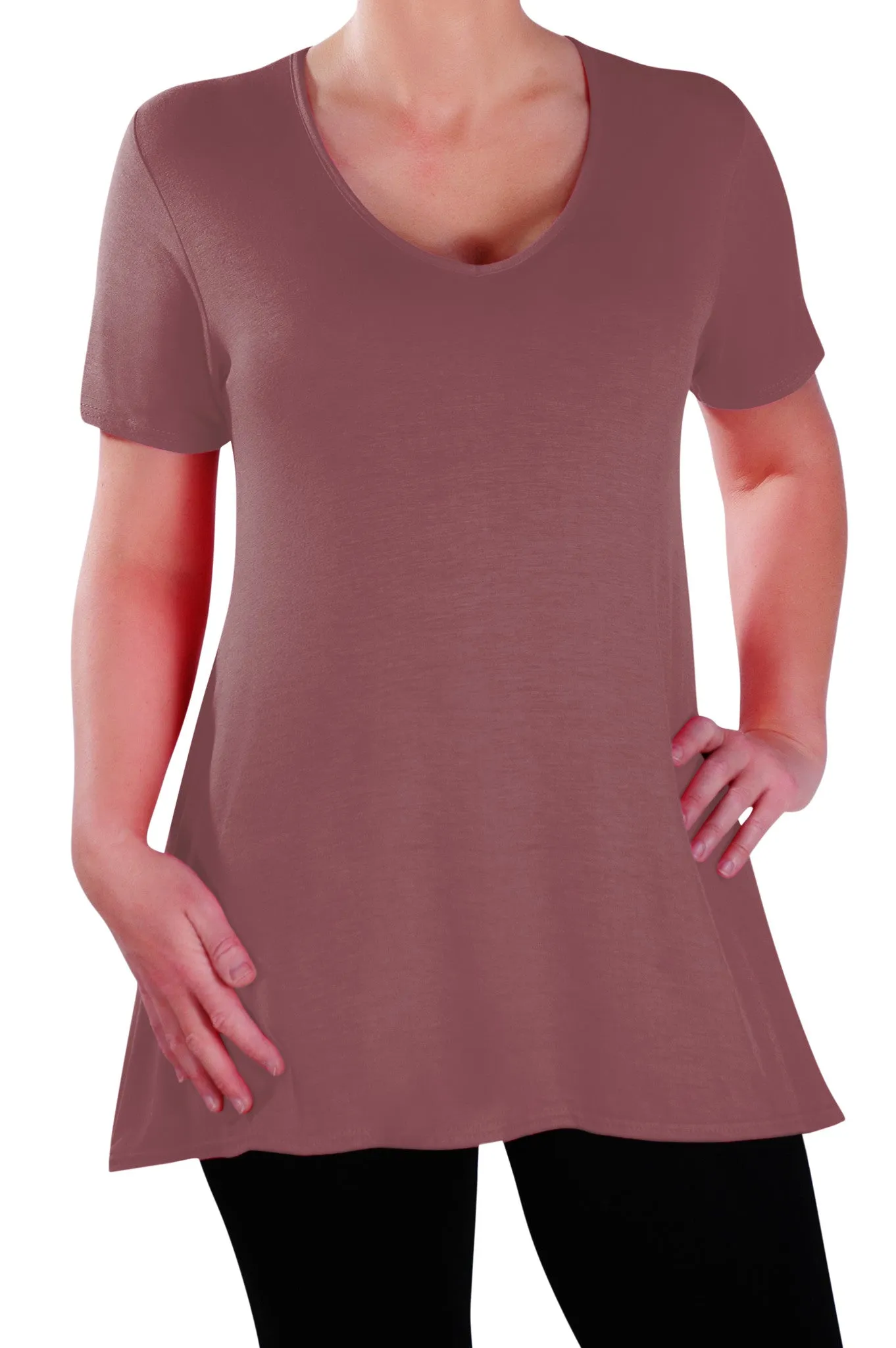 Delphine V Neck Plus Size Short Sleeve Tunic Top