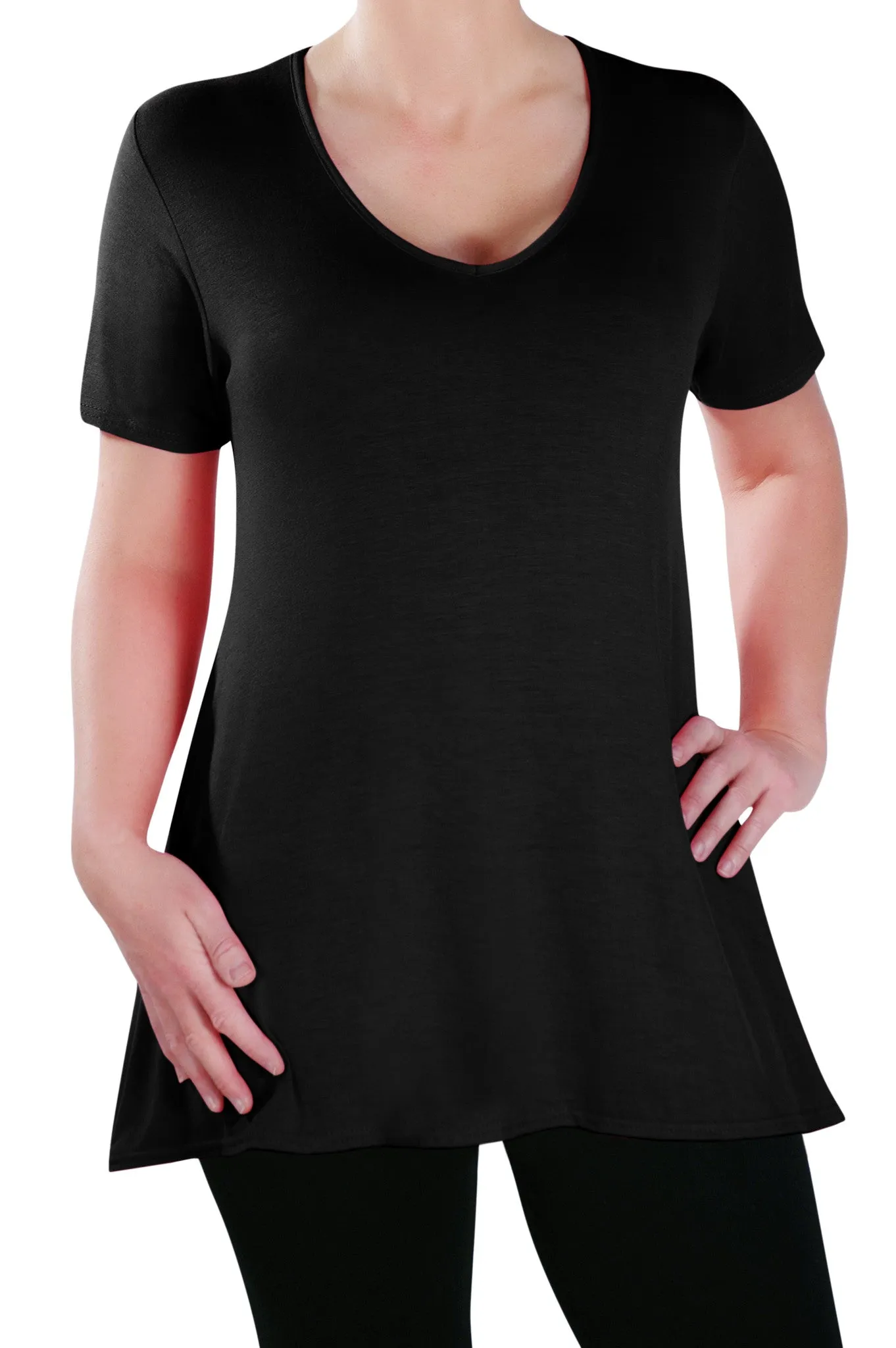 Delphine V Neck Plus Size Short Sleeve Tunic Top