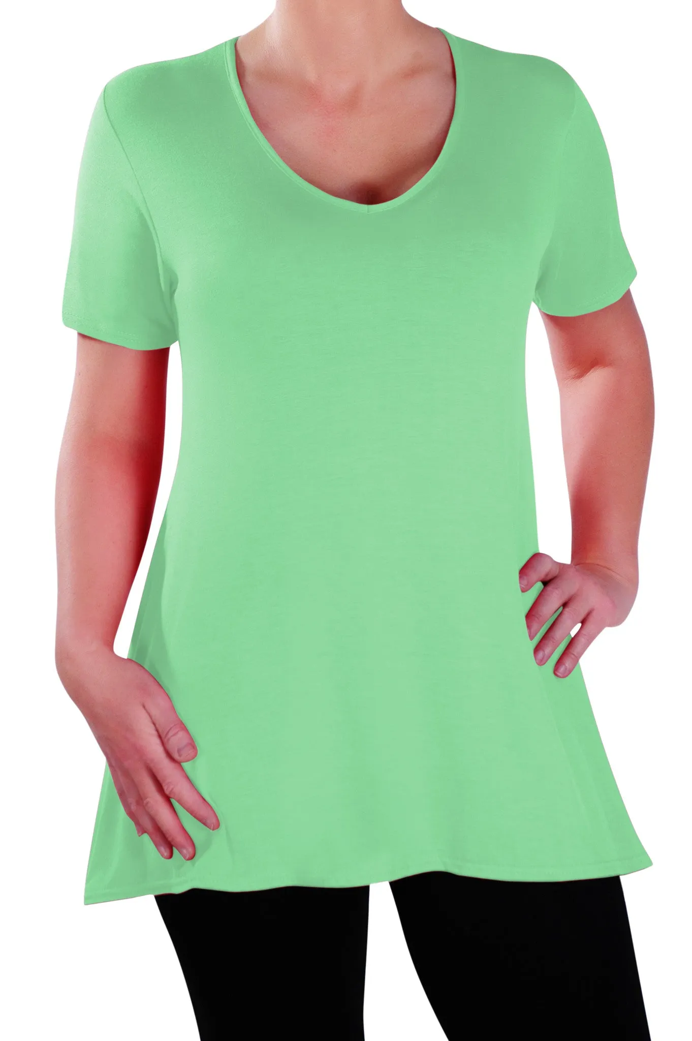 Delphine V Neck Plus Size Short Sleeve Tunic Top