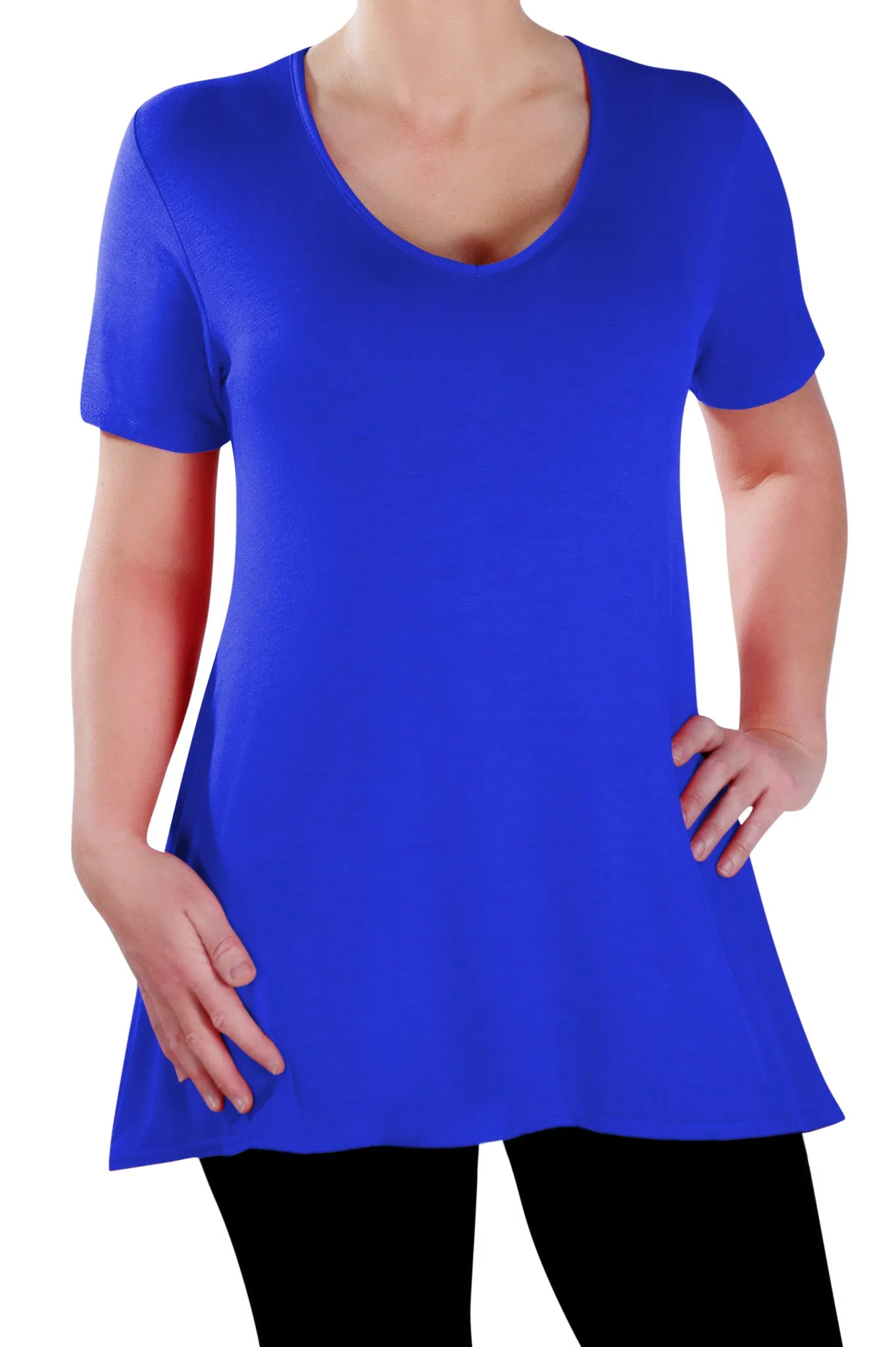 Delphine V Neck Plus Size Short Sleeve Tunic Top