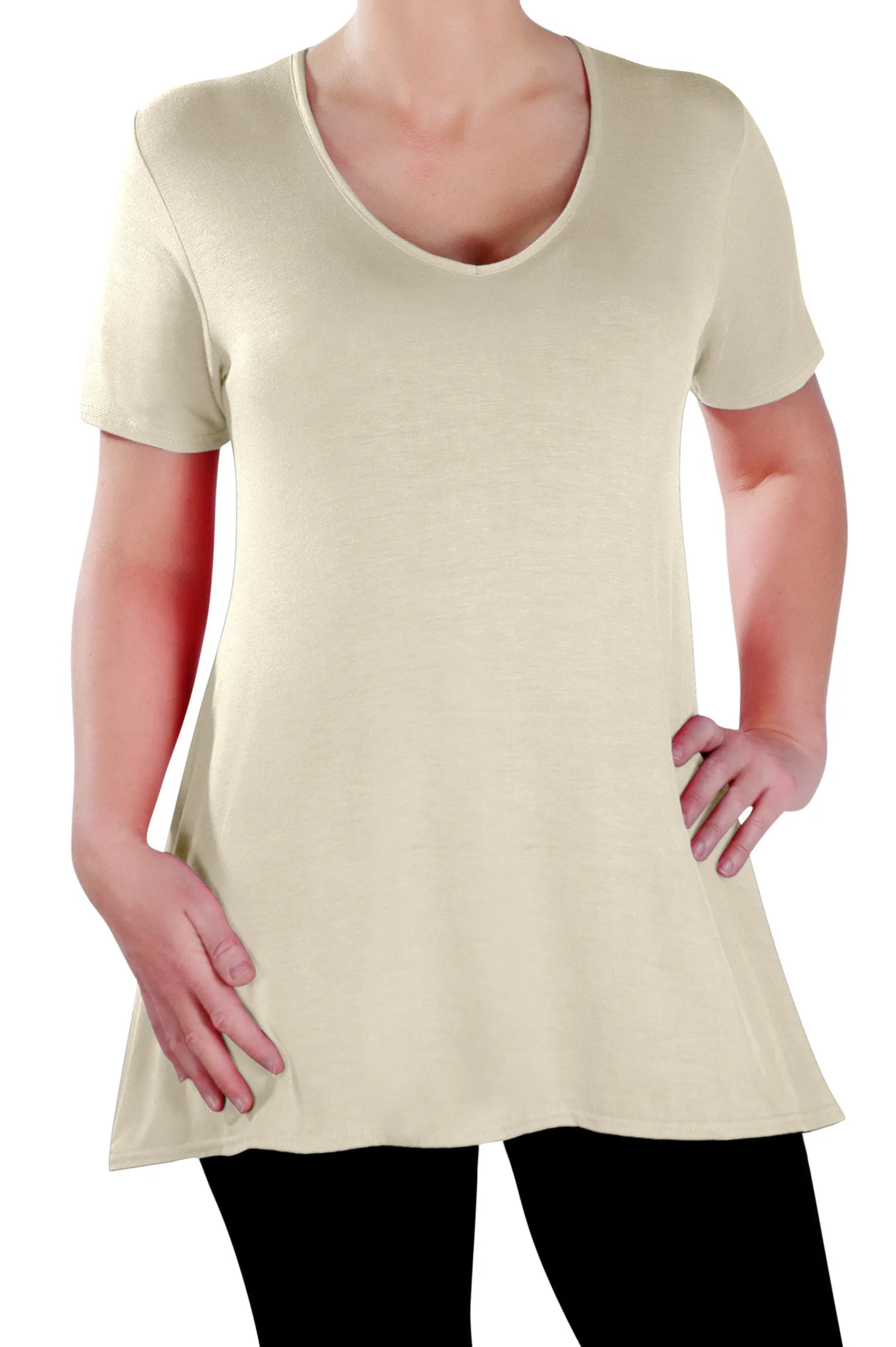 Delphine V Neck Plus Size Short Sleeve Tunic Top