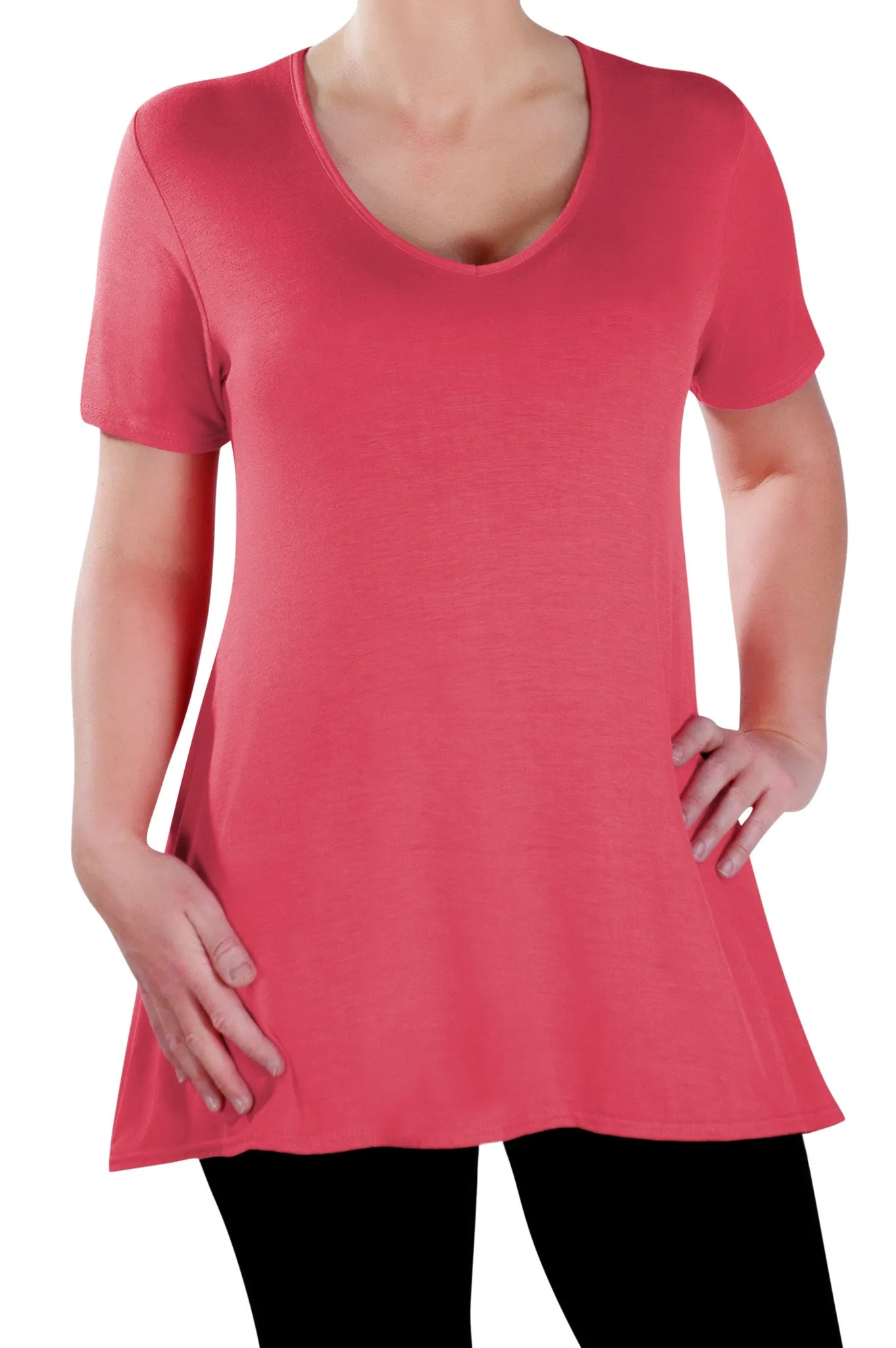 Delphine V Neck Plus Size Short Sleeve Tunic Top