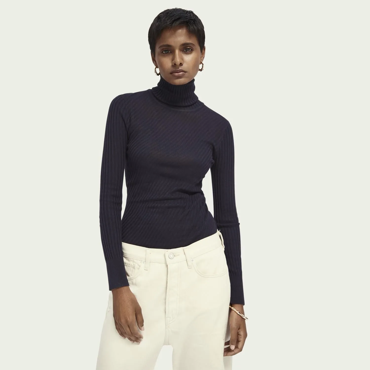 Diagonal Knit Turtleneck (Night)