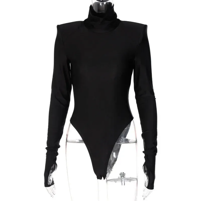 Elegant Skinny Long Sleeve Turtleneck Bodysuit Bodysuit