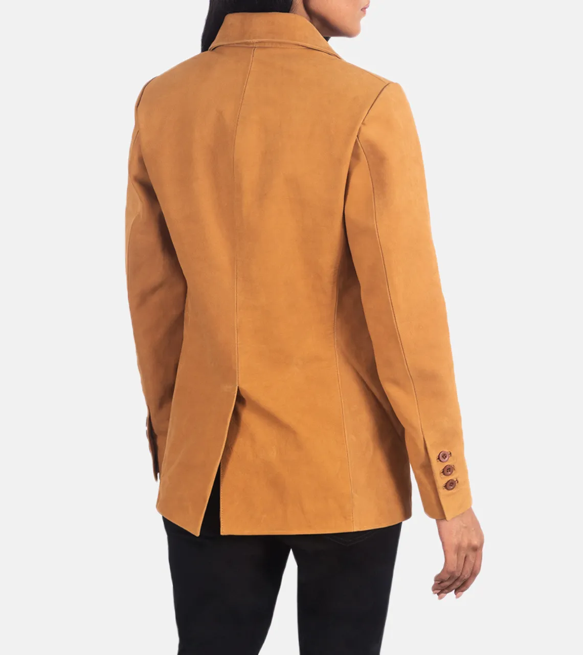 Elowynth Women's Yellow Suede Leather Blazer