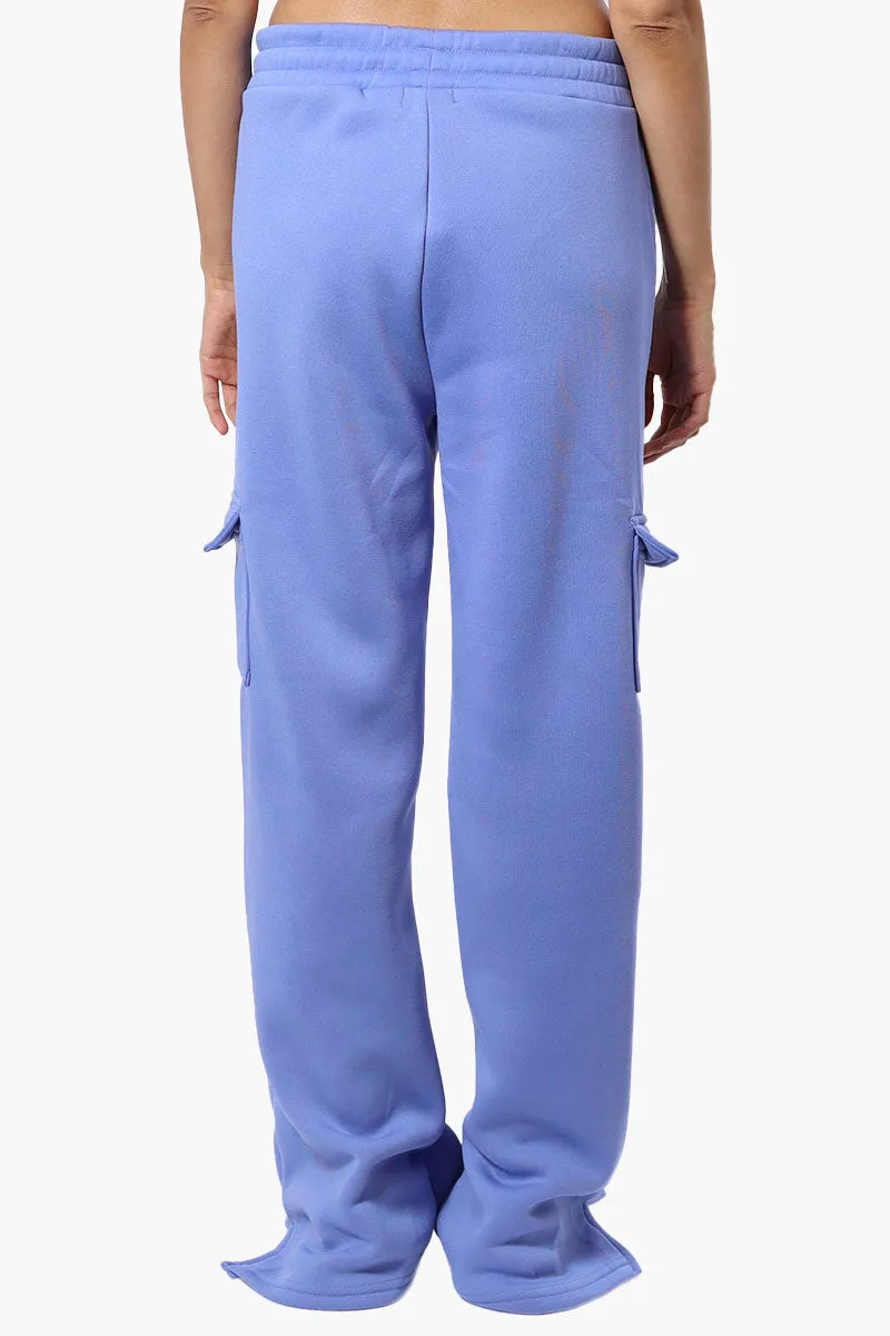 Fahrenheit Fleece Tie Waist Cargo Sweatpants - Blue