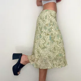 Green Paisley Y2K Midi Skirt