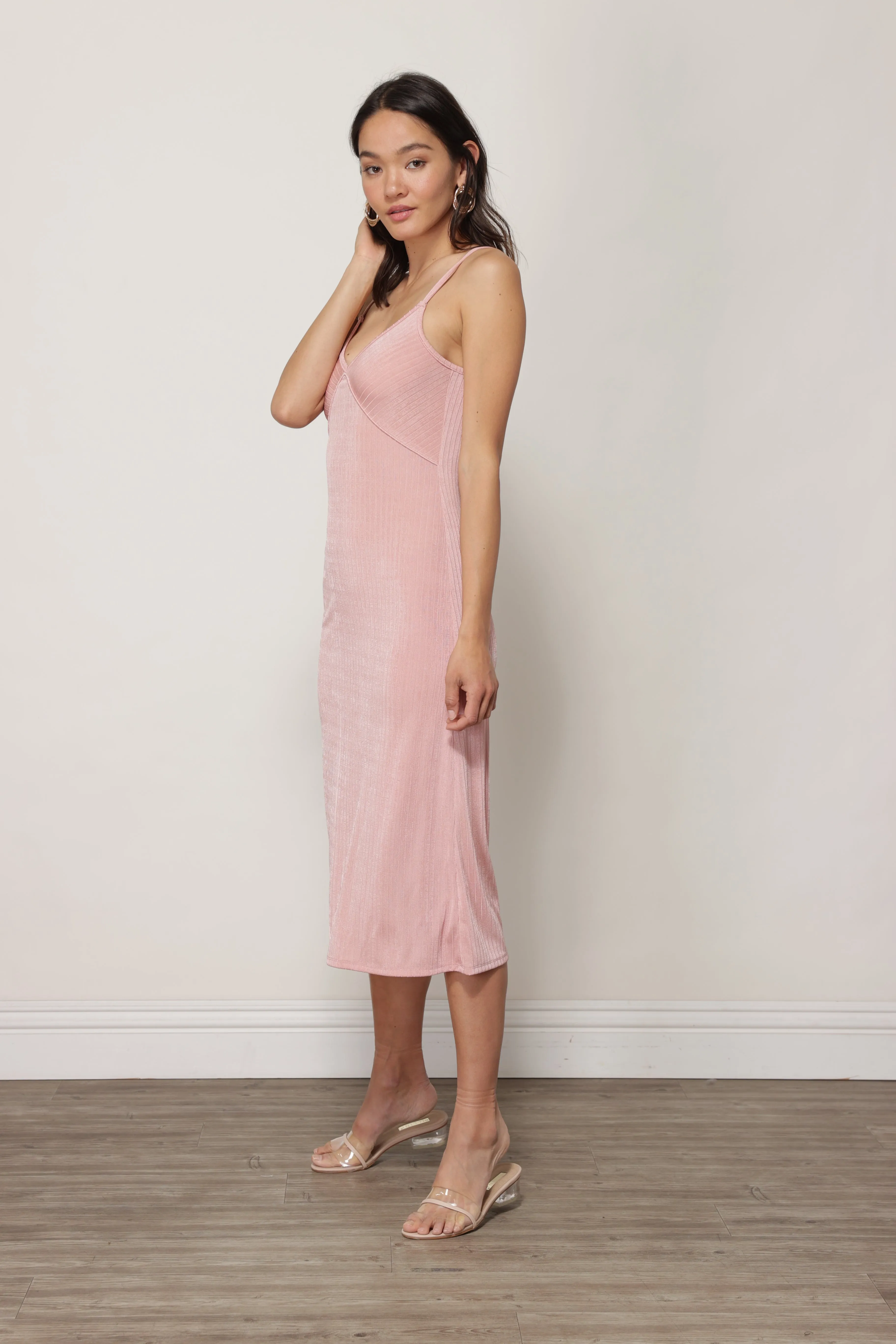 JEANIE SLINKY MIDI SLIP DRESS