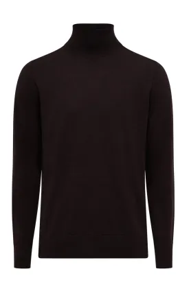 Jermaine Knit Turtleneck in Chocolate Merino Wool