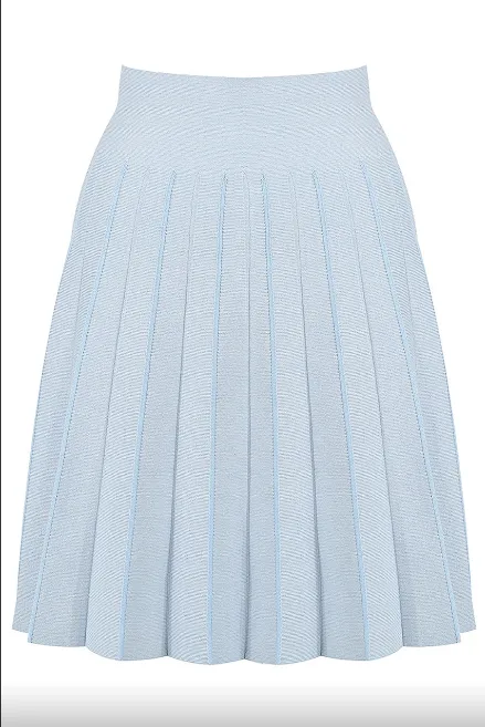 Kimberly - Pale Blue Pleated High Waisted Skirt