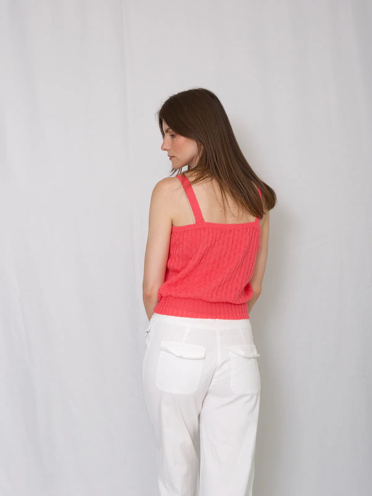 Knitted vest top in pink