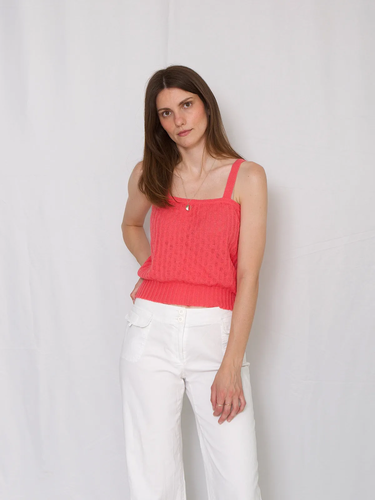 Knitted vest top in pink