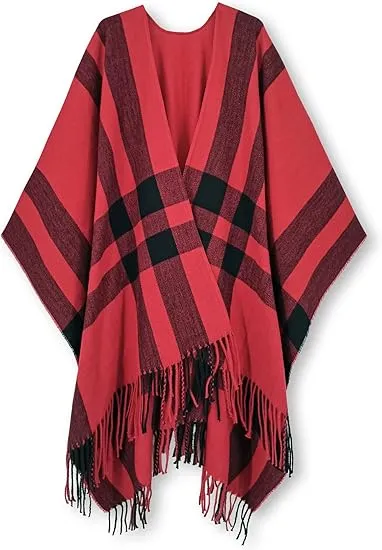 Latte Winter Chic Plaid Poncho Cardigan