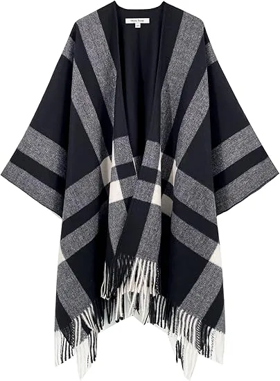 Latte Winter Chic Plaid Poncho Cardigan