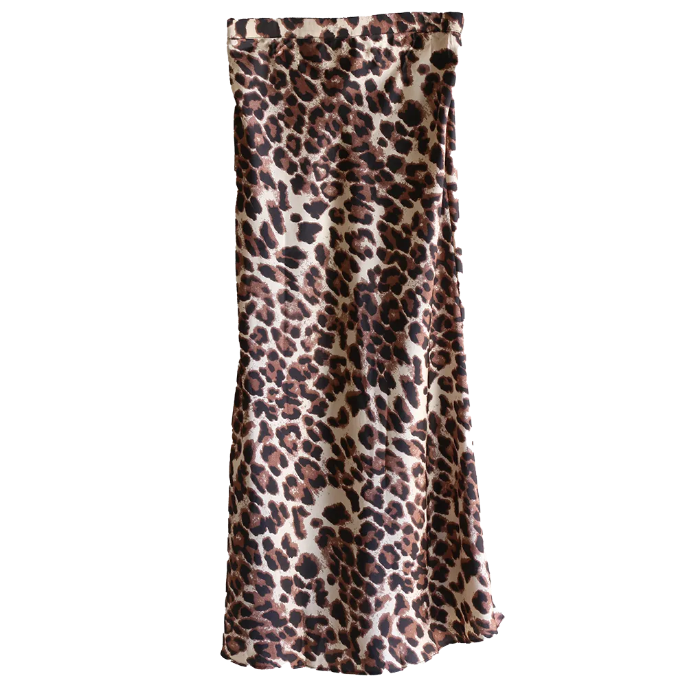 Leopard Satin Skirt