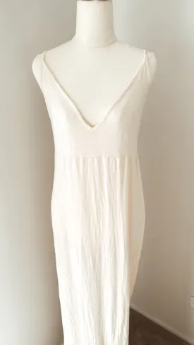 Long Cream Side Split Slip