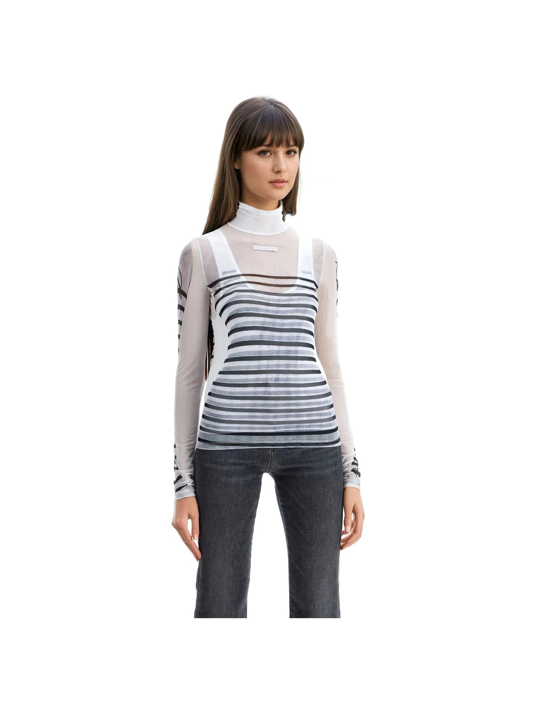 Marinière Striped Turtleneck Top