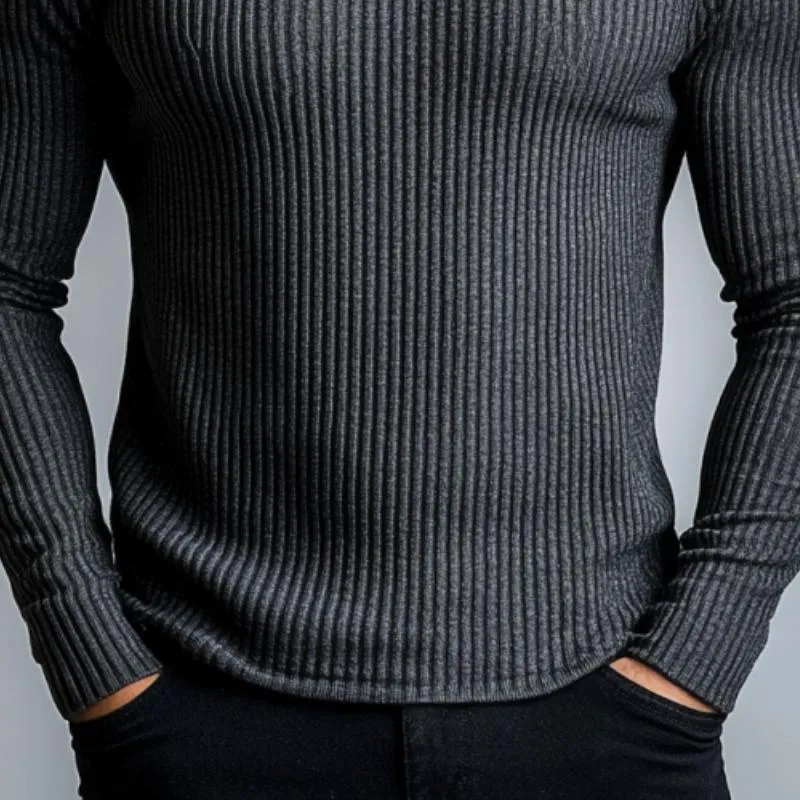 Men's Classic Casual Half Turtleneck Knitted Long Sleeve T-Shirt 33341720K