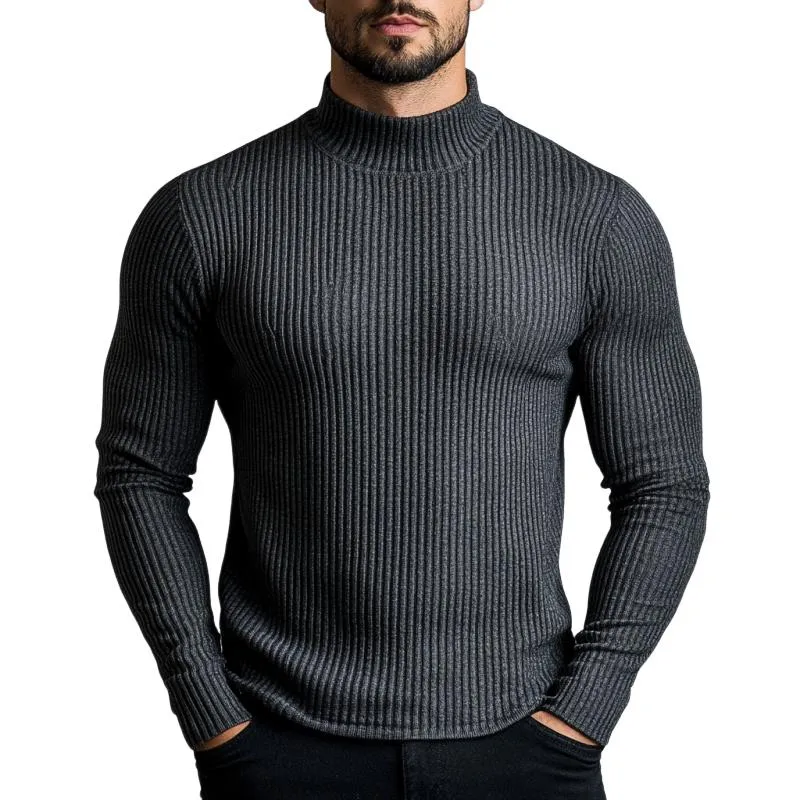 Men's Classic Casual Half Turtleneck Knitted Long Sleeve T-Shirt 33341720K