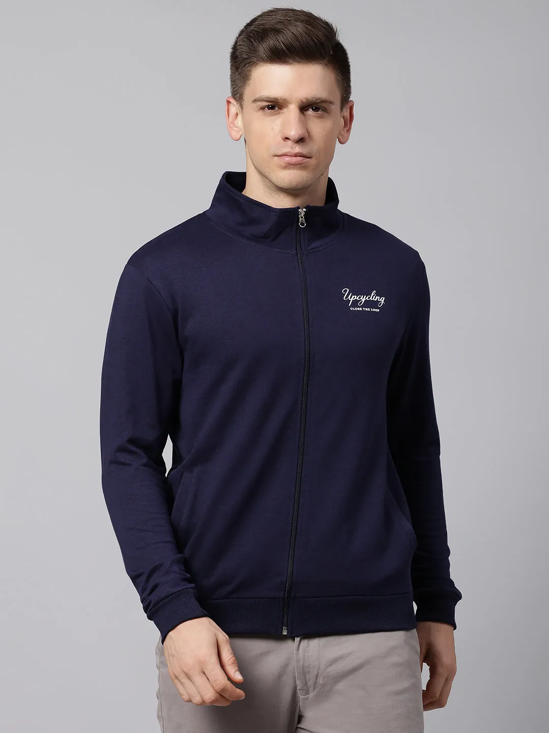 Men's Navy Regular Fit Winterwear Sweatshirts