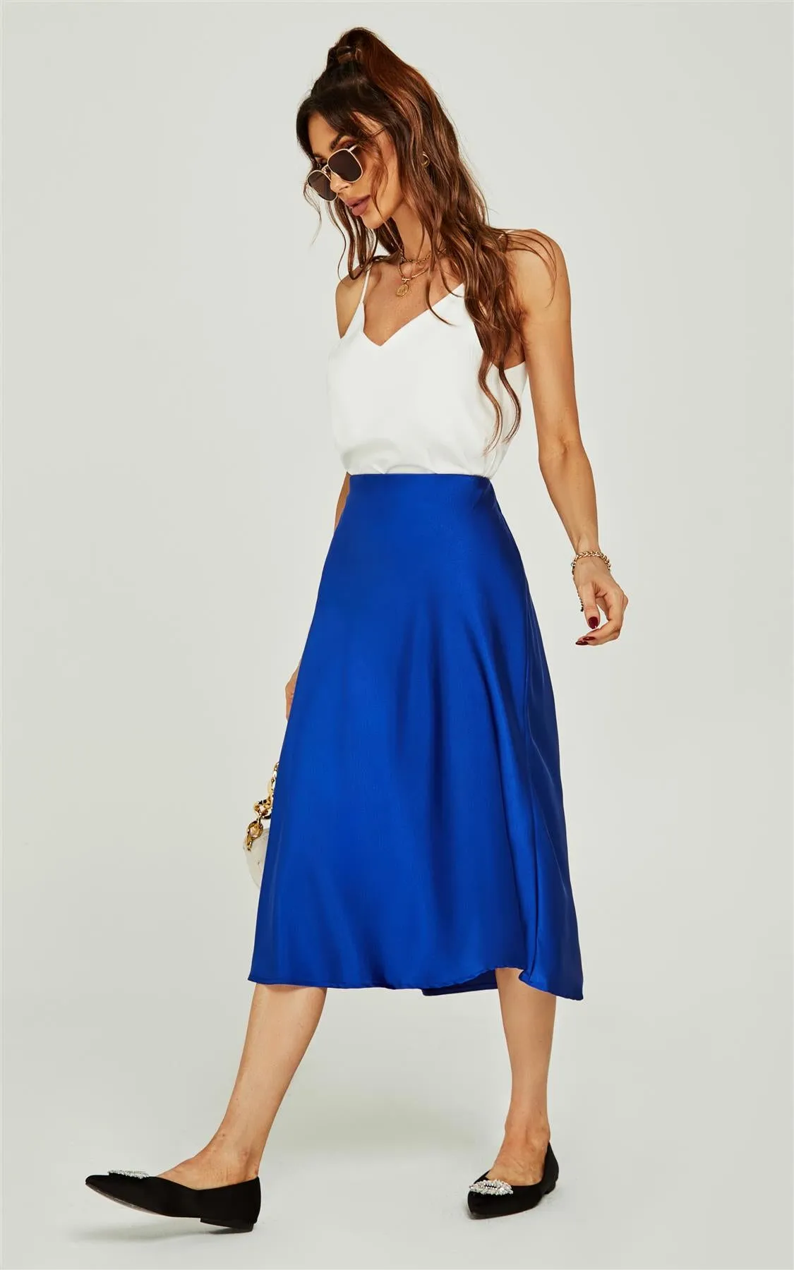 Midi Skirt In Royal Blue