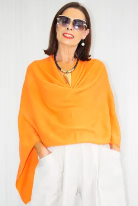 Mollie-Ann Poncho Style Fine Knit in Satsuma