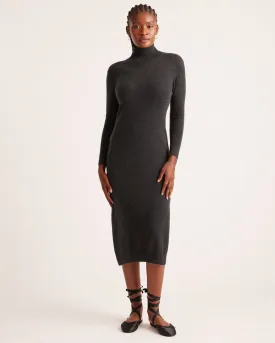 Mongolian Cashmere Turtleneck Midi Sweater Dress